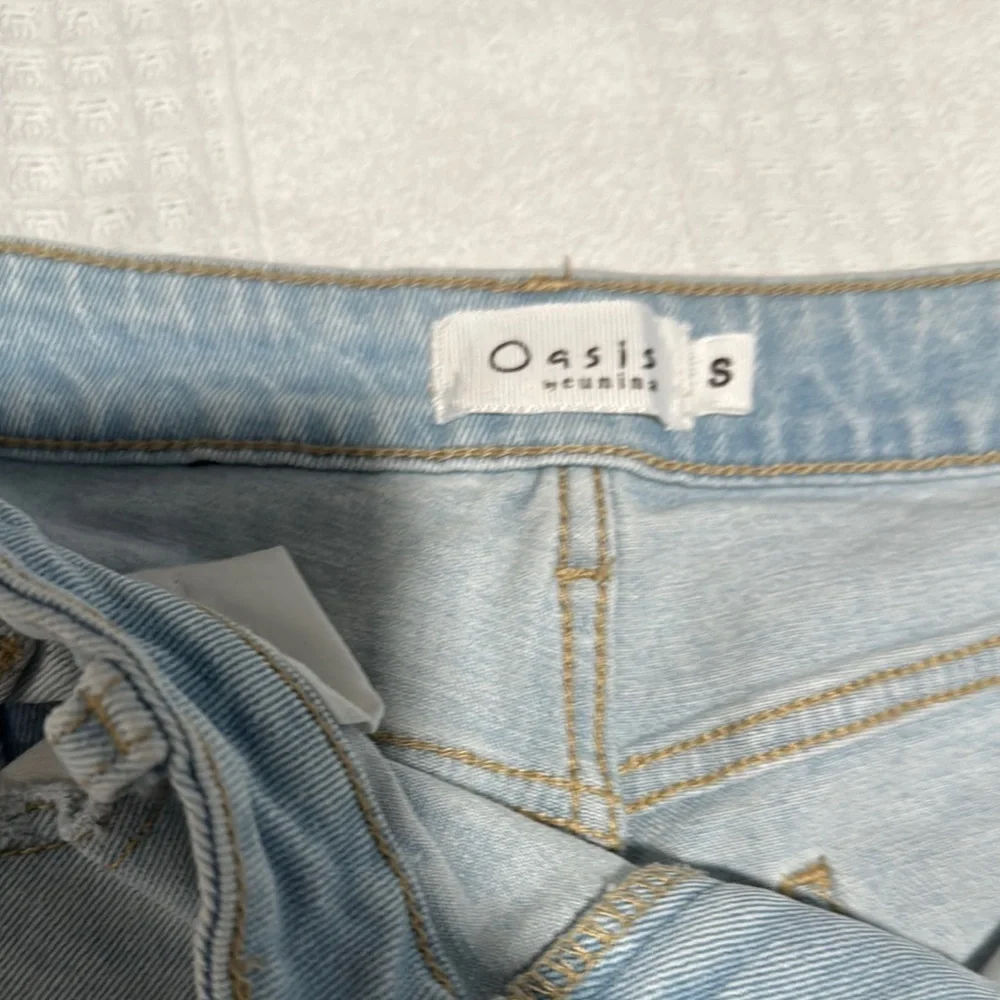 Blue High-Waisted Distressed Jean Shorts - Picture 3 of 7